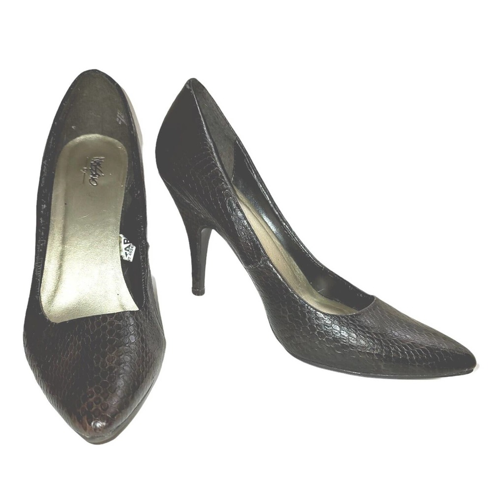 Mossimo Pumps Heels Womens Size 8 1/2M Brown Faux Snakeskin 096 08 1489. SB6